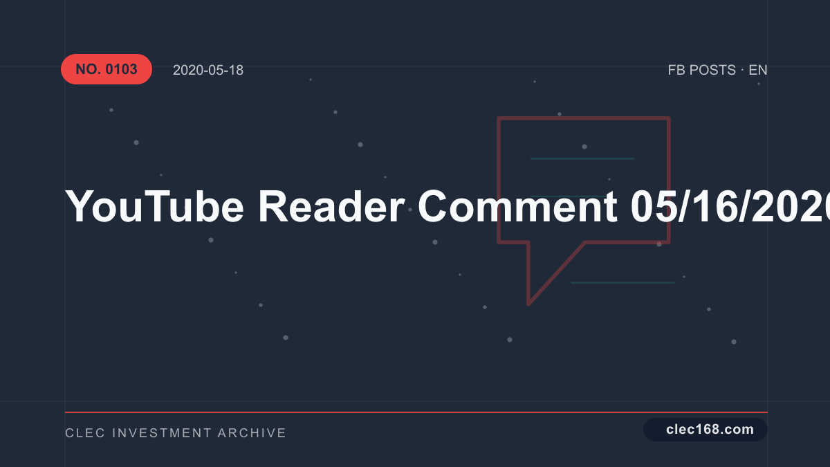 YouTube Reader Comment 05/16/2020