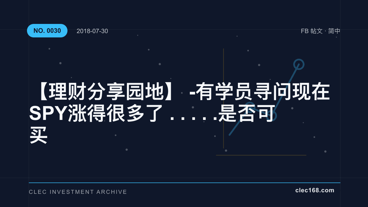 【理财分享园地】- 有学员寻问 现在SPY涨得很多了..... 是否可买