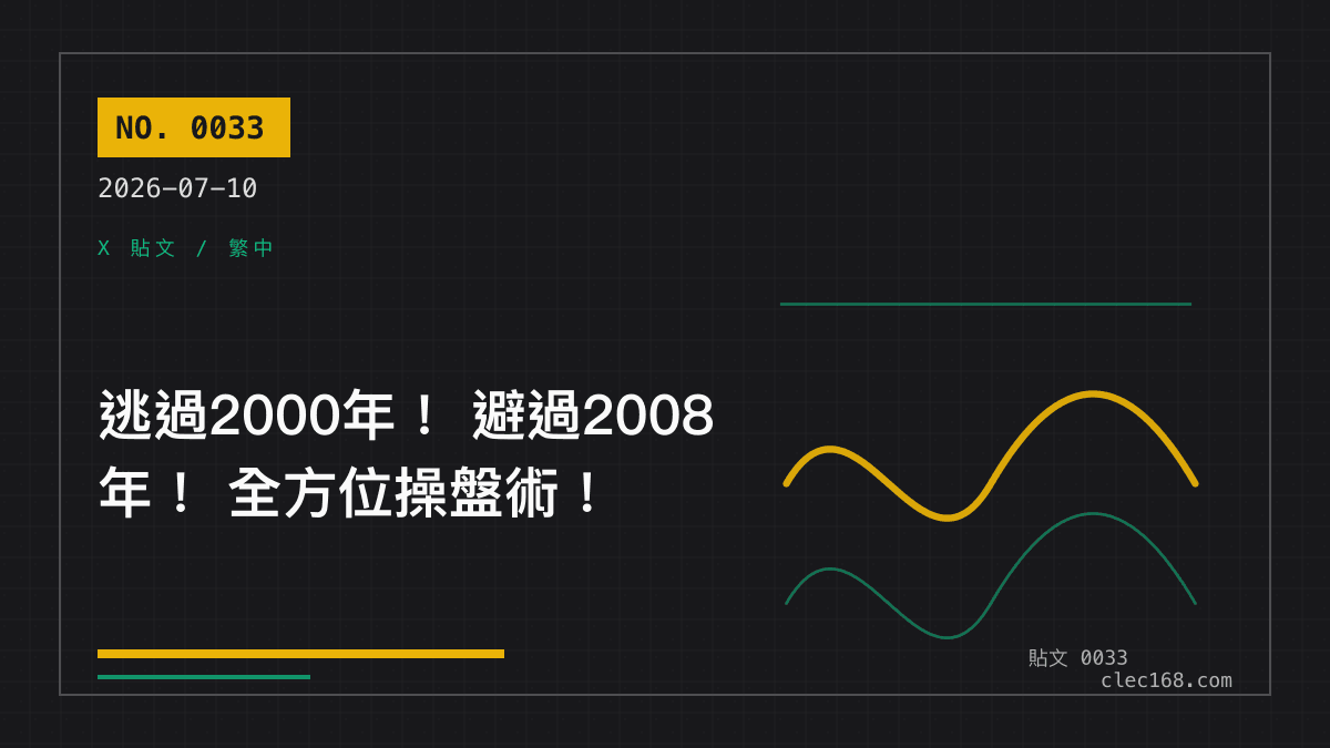 逃過2000年! 避過2008年! 全方位操盤術! 逃過2000年! 避過2008年! 全方位操盤術!