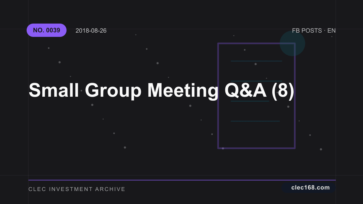 Small Group Meeting Q&A (8) Small Group Meeting Q&A (8)