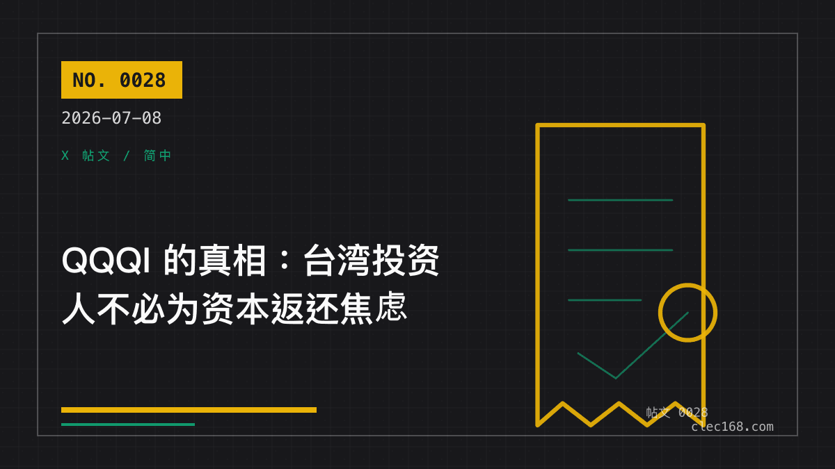 QQQI 的真相:台湾投资人不必为资本返还焦虑 QQQI 的真相:台湾投资人不必为资本返还焦虑