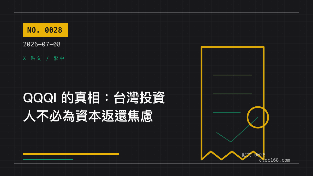 QQQI 的真相:台灣投資人不必為資本返還焦慮 QQQI 的真相:台灣投資人不必為資本返還焦慮